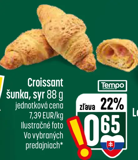 Croissant so šunkou a syrom