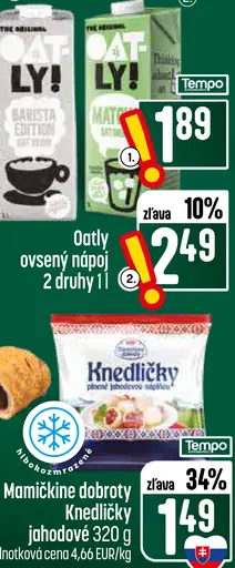 Oatly ovsený nápoj, 2 druhy
