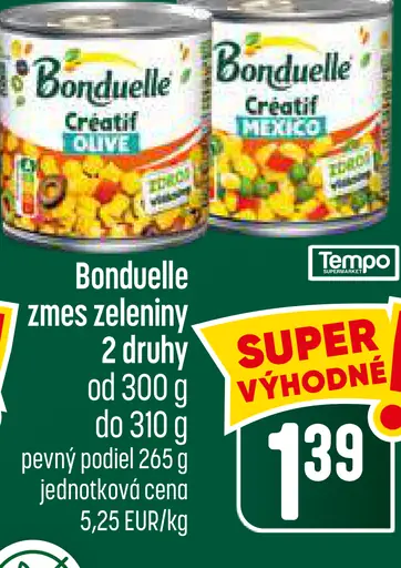 Bonduelle zmes zeleniny, 2 druhy