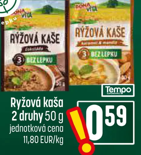 Bona Vita ryžová kaša, 2 druhy