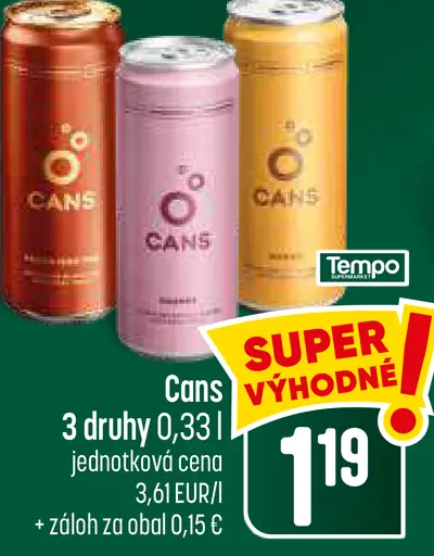 Cans nápoje, 3 druhy