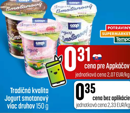 COOP Jogurt smotanový, viac druhov – cena pre Appkákov