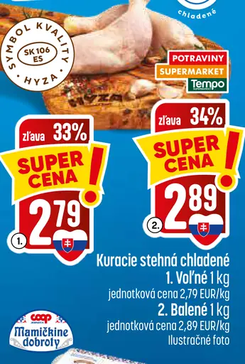 Kuracie stehnné štvrte chladené voľné
