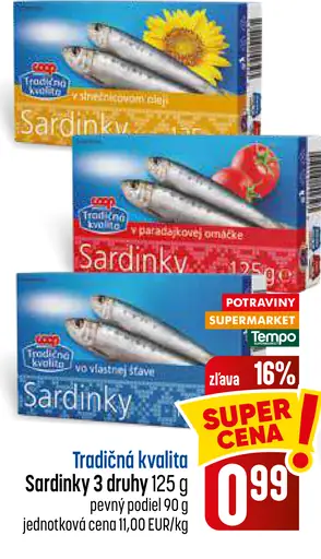 COOP Sardinky, 3 druhy