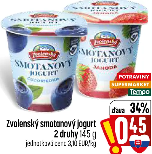 Zvolenský smotanový jogurt 2 druhy