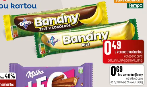 Orion Banány XXL želé v čokoláde