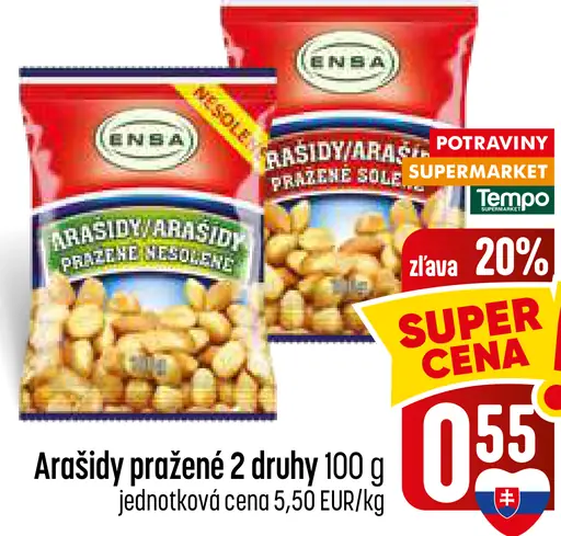 Arašidy pražené 2 druhy