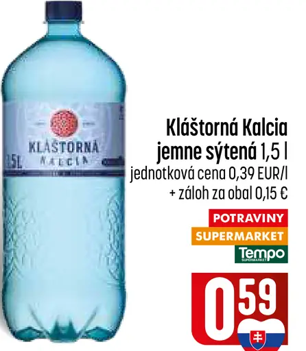 Klastorna Kalcia jemne sýtená minerálna voda