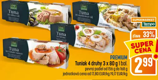 Premium tuniak, 4 druhy