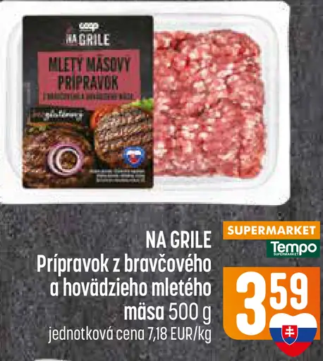 Na grile Prípravok z bravčového a hovädzieho mletého mäsa