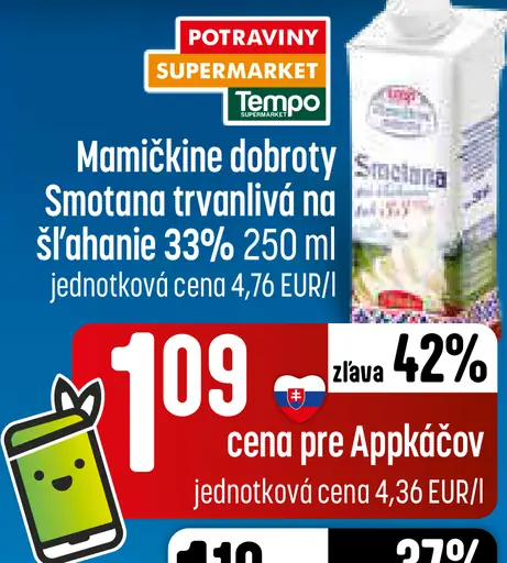 Mamičkina dobroty Smotana trvanlivá na šľahanie 33%