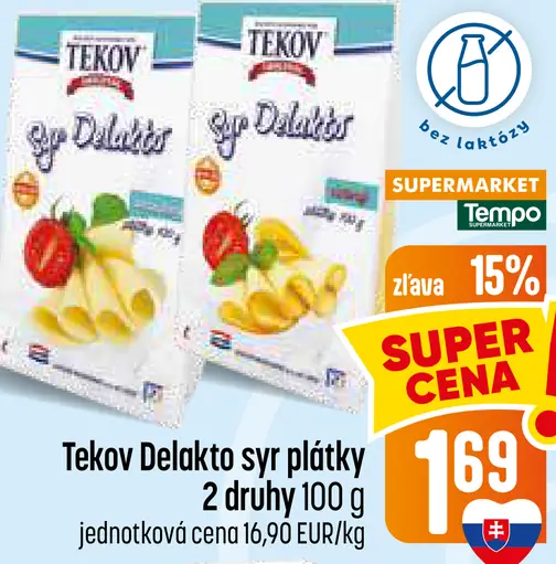 Tekov Delaktos syr plátky 2 druhy