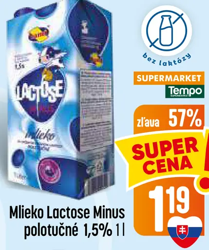 Lactose Minus mlieko polotučné 1,5 %