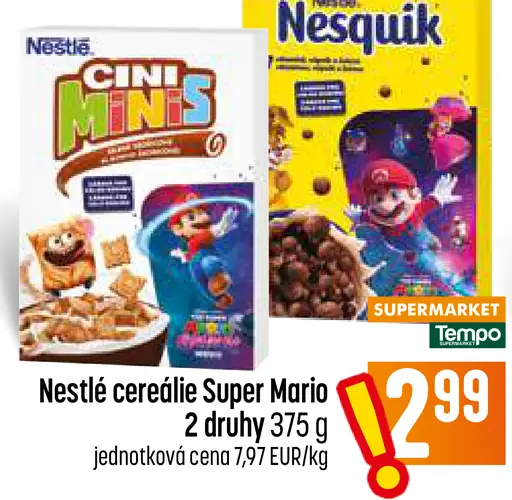 Nestlé cereálie Super Mario – 2 druhy