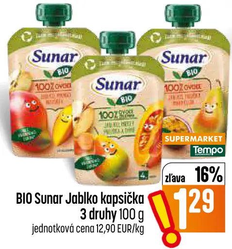 Sunar BIO jablko kapsička – 3 druhy