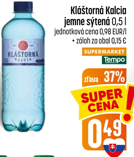 Klastorna Kalcia jemne sýtená minerálna voda