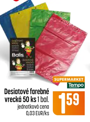 Desiatové farebné vrecká