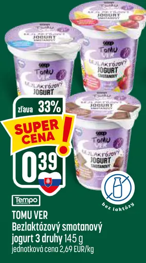 TOMU VER Bezlaktózový jogurt smotanový viac druhov
