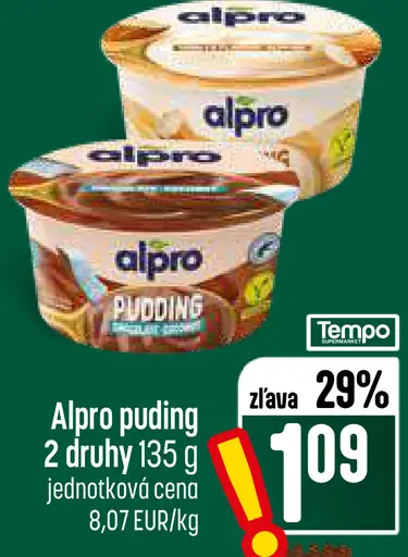 Alpro puding – rôzne druhy