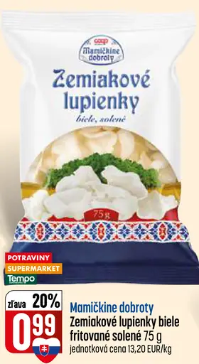 Mamičkina dobroty Zemiakové lupienky biele fritované solené