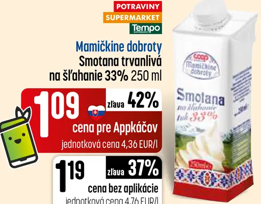 Mamičkina dobroty Smotana trvanlivá na šľahanie 33%