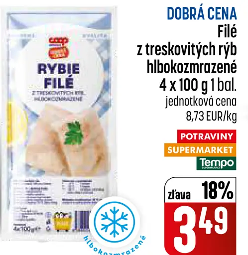 Dobrá cena Filé z treskovitých rýb hlbokozmrazené