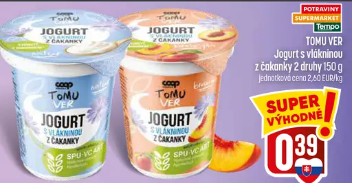 Tomu Ver jogurt s vlákninou z čakanky – 2 druhy