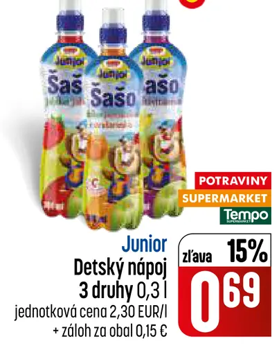Junior detský nápoj – 3 druhy