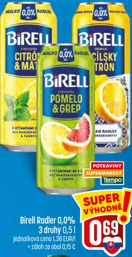 Birell Radler 0,0 % rôzne druhy plechovka