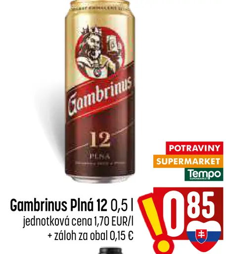 Gambrinus Plná 12 plechovka