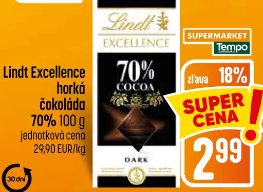 Lindt Excellence horká čokoláda 70 % kakaa