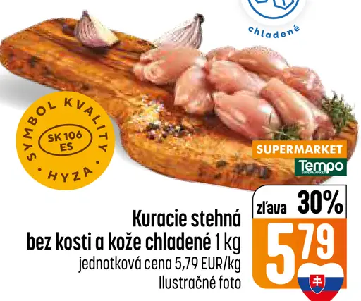 Kuracie stehná bez kosti a kože chladené