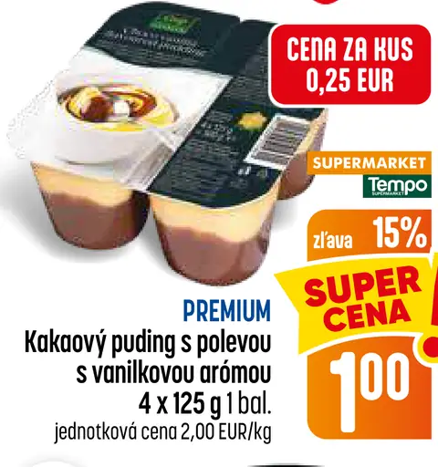 Kakaový puding s polevou s vanilkovou arómou
