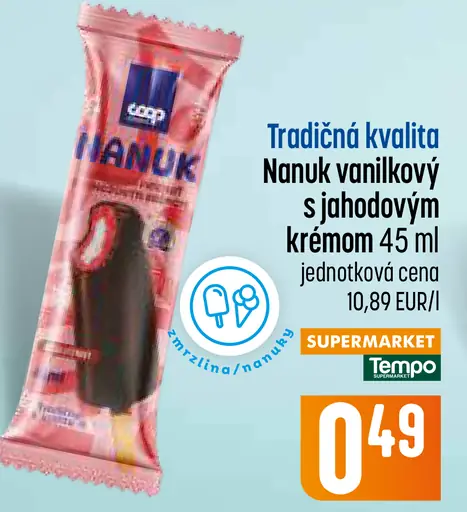Coop Nanuk vanilkový s jahodovým krémom