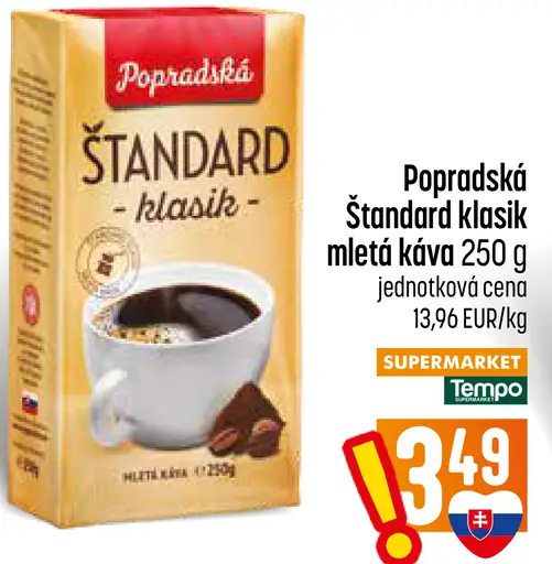 Popradská Štandard klasik mletá káva
