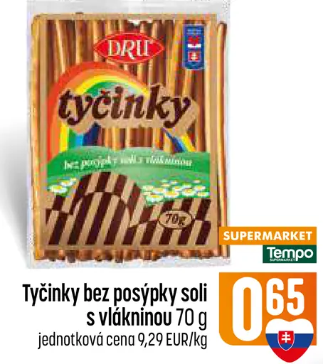 Dru Tyčinky bez posýpky soli s vlákninou