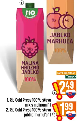 Rio Cold Press 100 % šťava mix s malinami