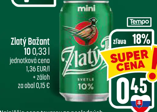 Zlatý Bažant 10% plechovka