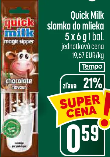 Quick Milk Slamka do mlieka, čokoládová príchuť