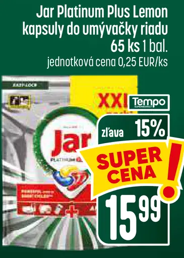 Jar Platinum Plus Lemon kapsuly do umývačky riadu
