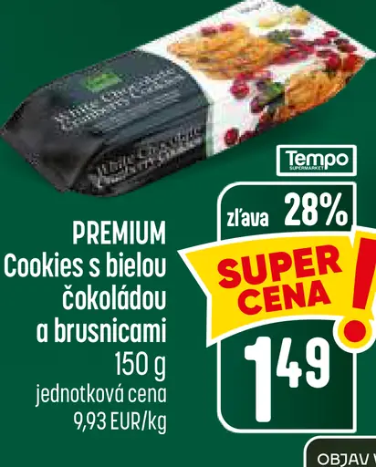 Cookies s bielou čokoládou a brusnicami