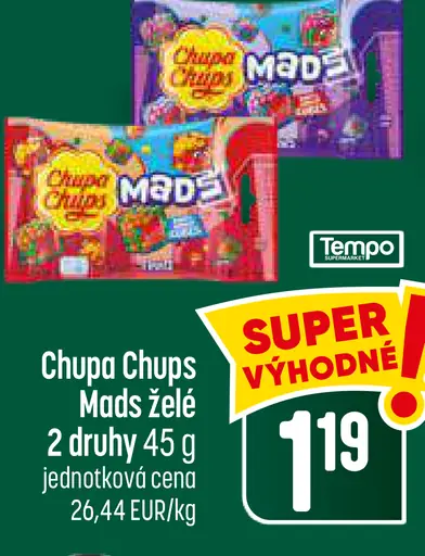 Chupa Chups Mads želé, rôzne druhy