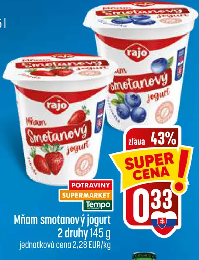 Rajo Mňam smotanový jogurt rôzne druhy