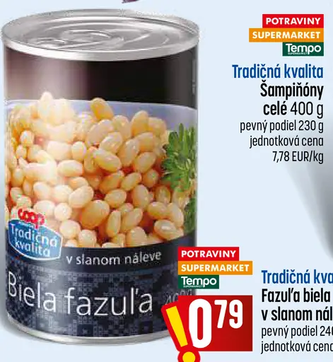 Tradičná kvalita biela fazuľa v slanom náleve