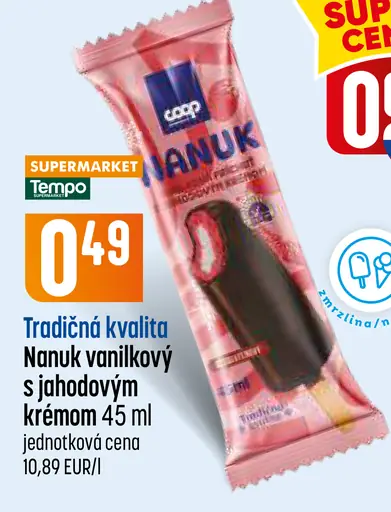 Coop Nanuk vanilkový s jahodovým krémom