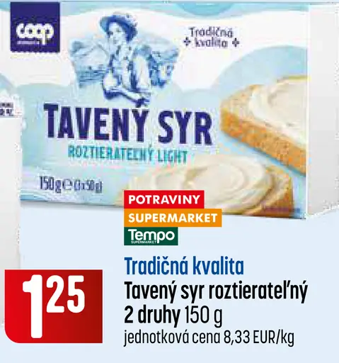 COOP Tavený syr roztierateľný – 2 druhy