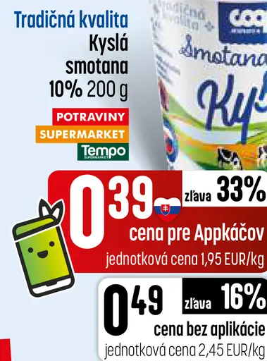 COOP Tradičná kvalita kyslá smotana 10 %