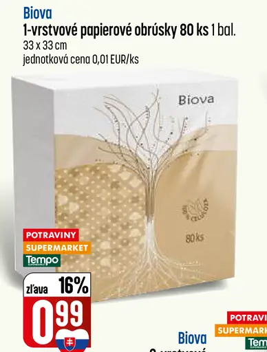 Biova 1-vrstvové papierové obrúsky
