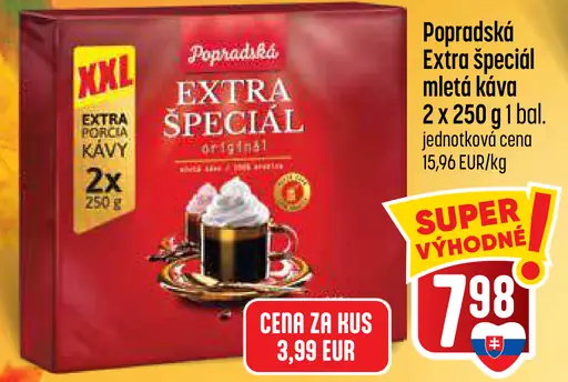Popradská Extra špeciál originál mletá káva