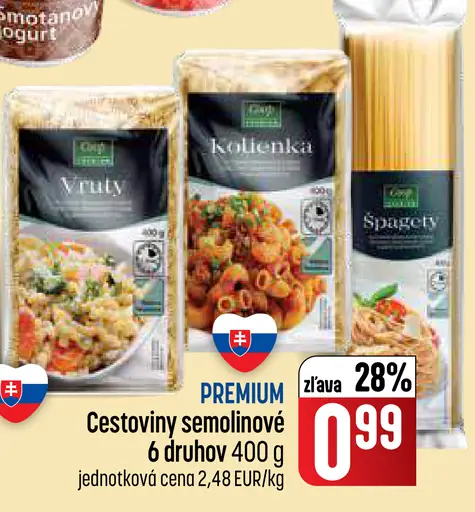 Cestoviny semolinové – 6 druhov